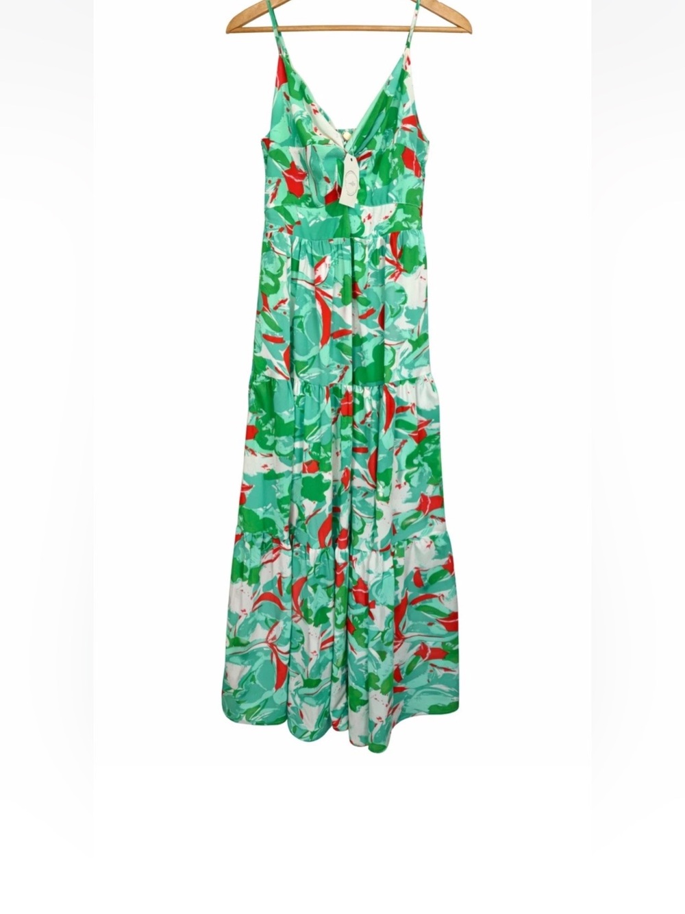 NWT entro Green and Red Floral Print Maxi Dress